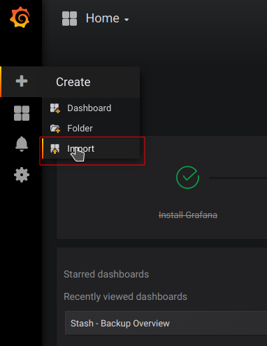 Grafana: Import dashboard